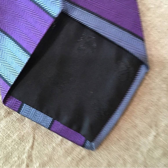 346 Brooks Brothers Neck Tie Men's Purple Blue Striped Pure Silk Made in USA - Picture 7 of 9